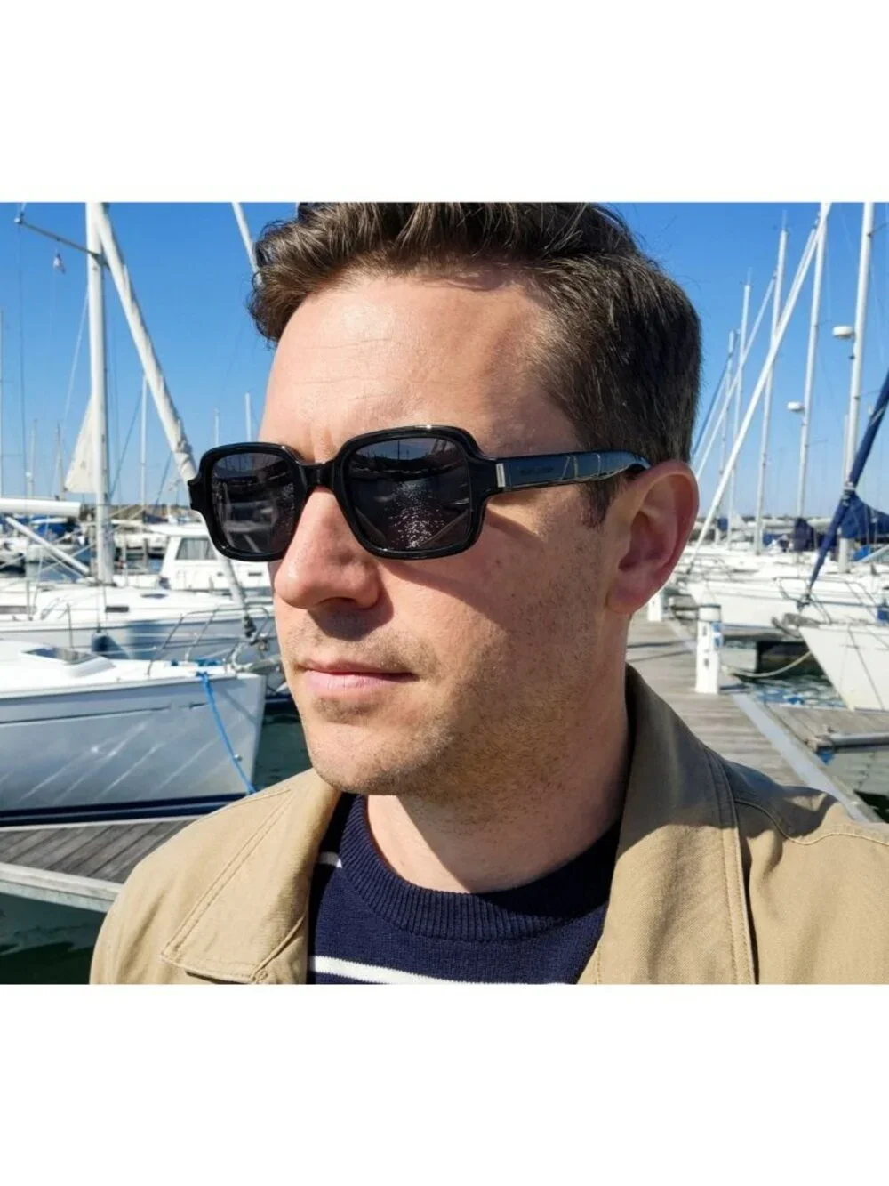 Saint Laurent SL720 003 Sunglasses Havana Rectangle Frame, Grey Lenses